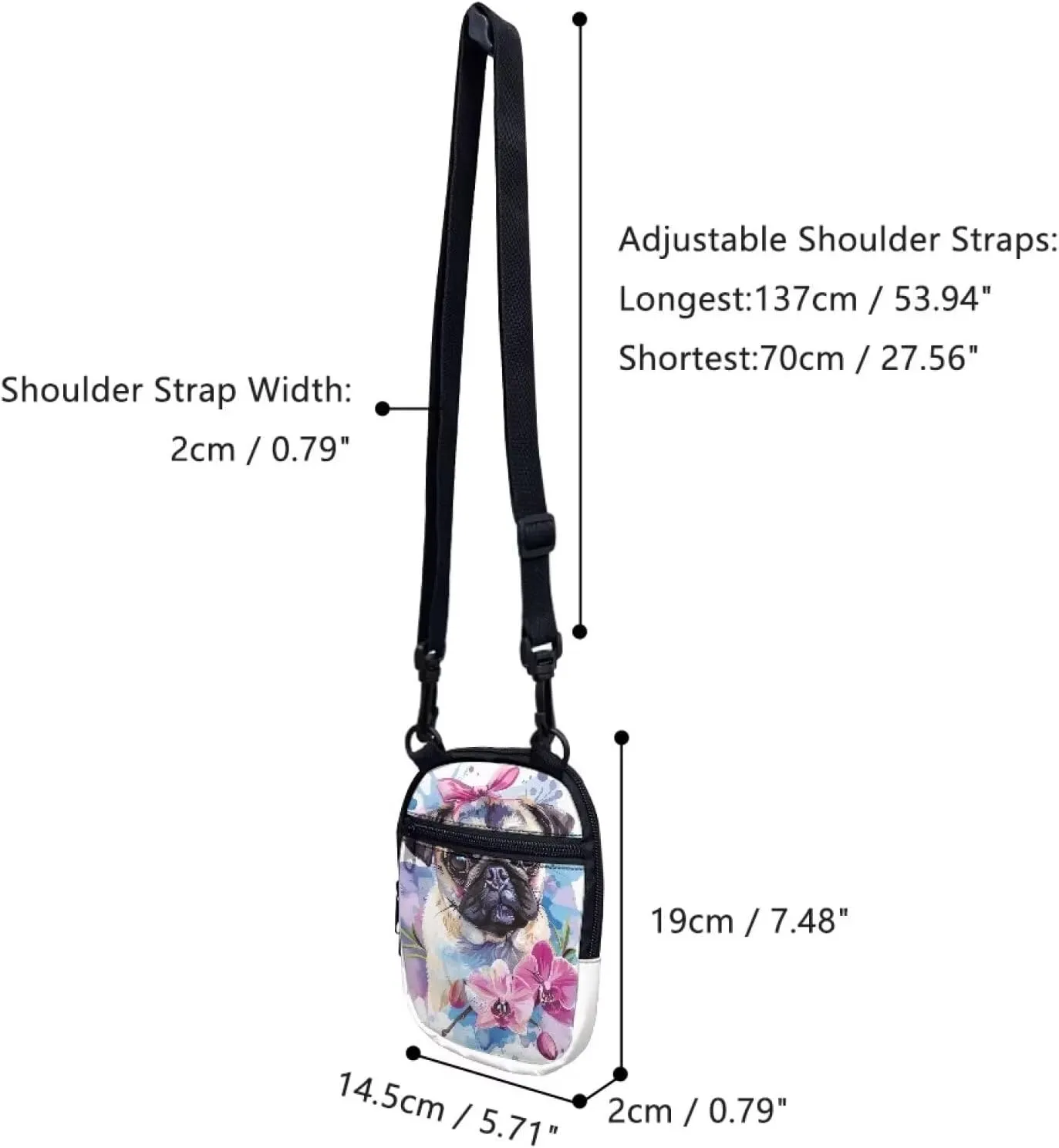 Lotusorchid Sling Cell Phone Purse, Crossbody Mini Wallet Purse Shoulder Handbag with Adjustable Straps