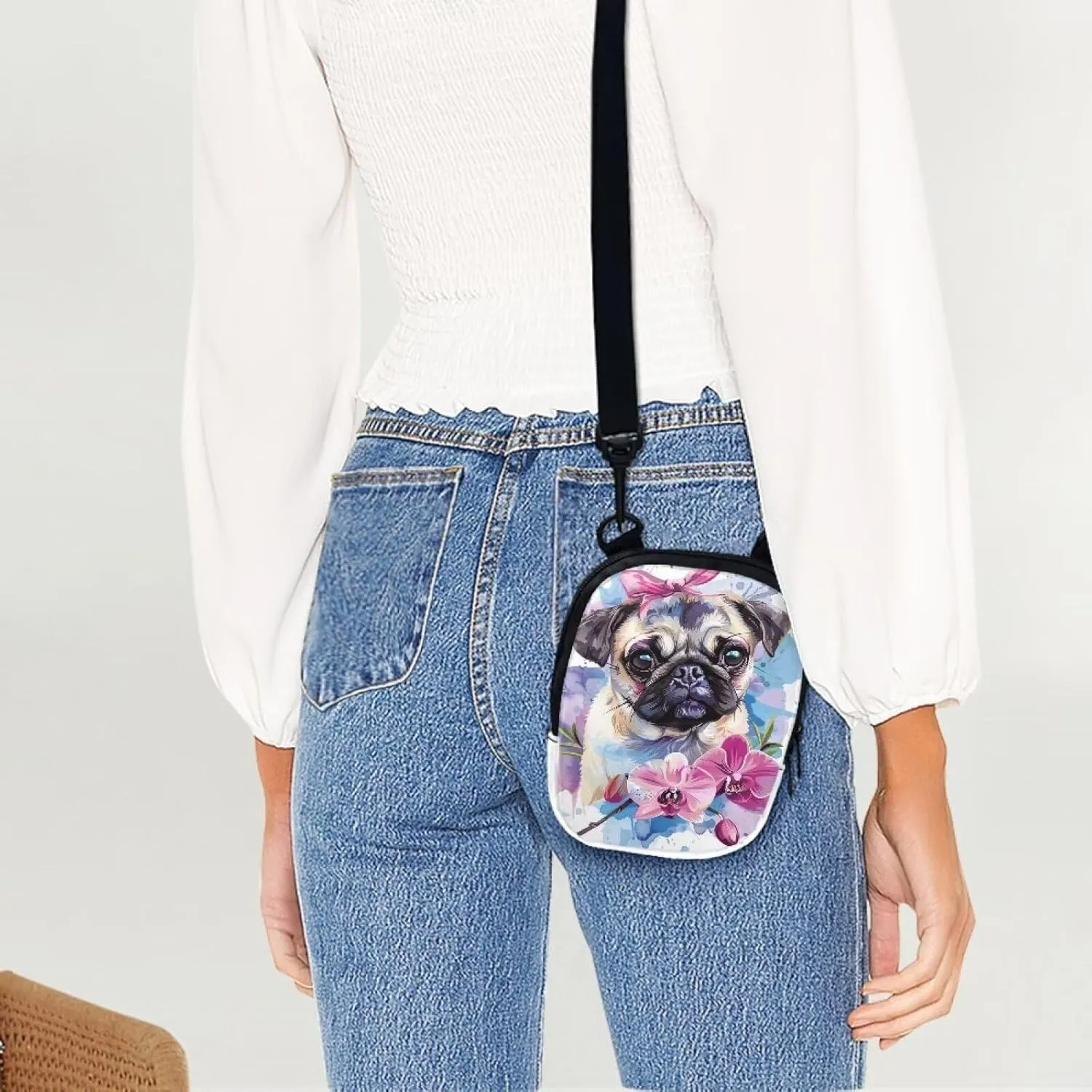 Lotusorchid Sling Cell Phone Purse, Crossbody Mini Wallet Purse Shoulder Handbag with Adjustable Straps