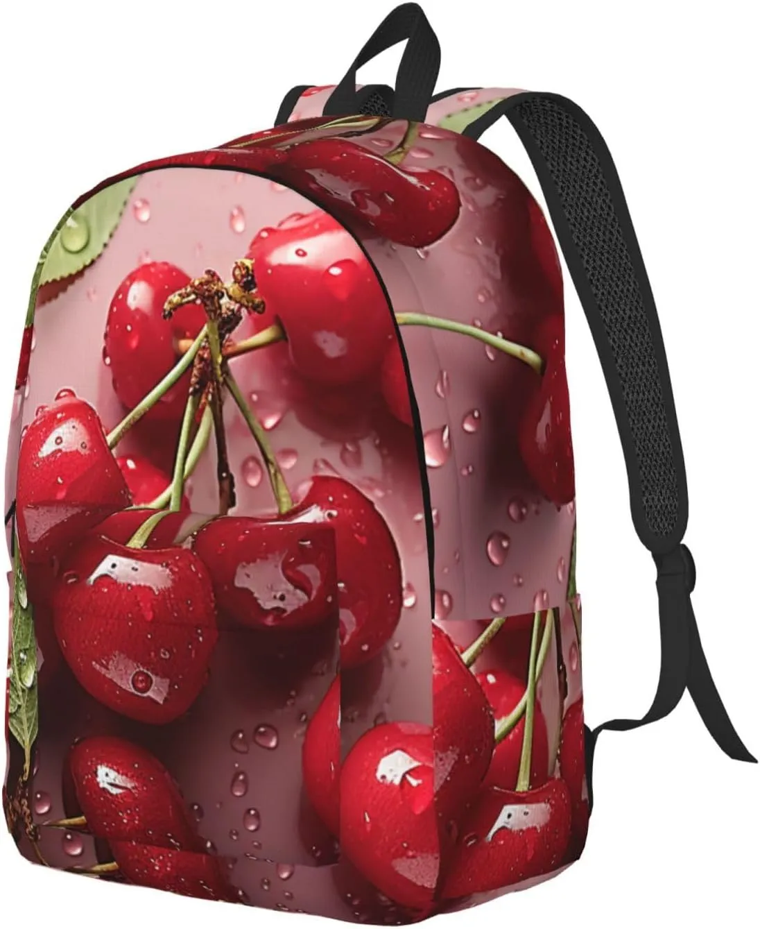 Lovely Sweet Red Cherry Large Canvas Backpack Lightweight Adjustable Laptop Bag Casual Backpack For Travel Work Small