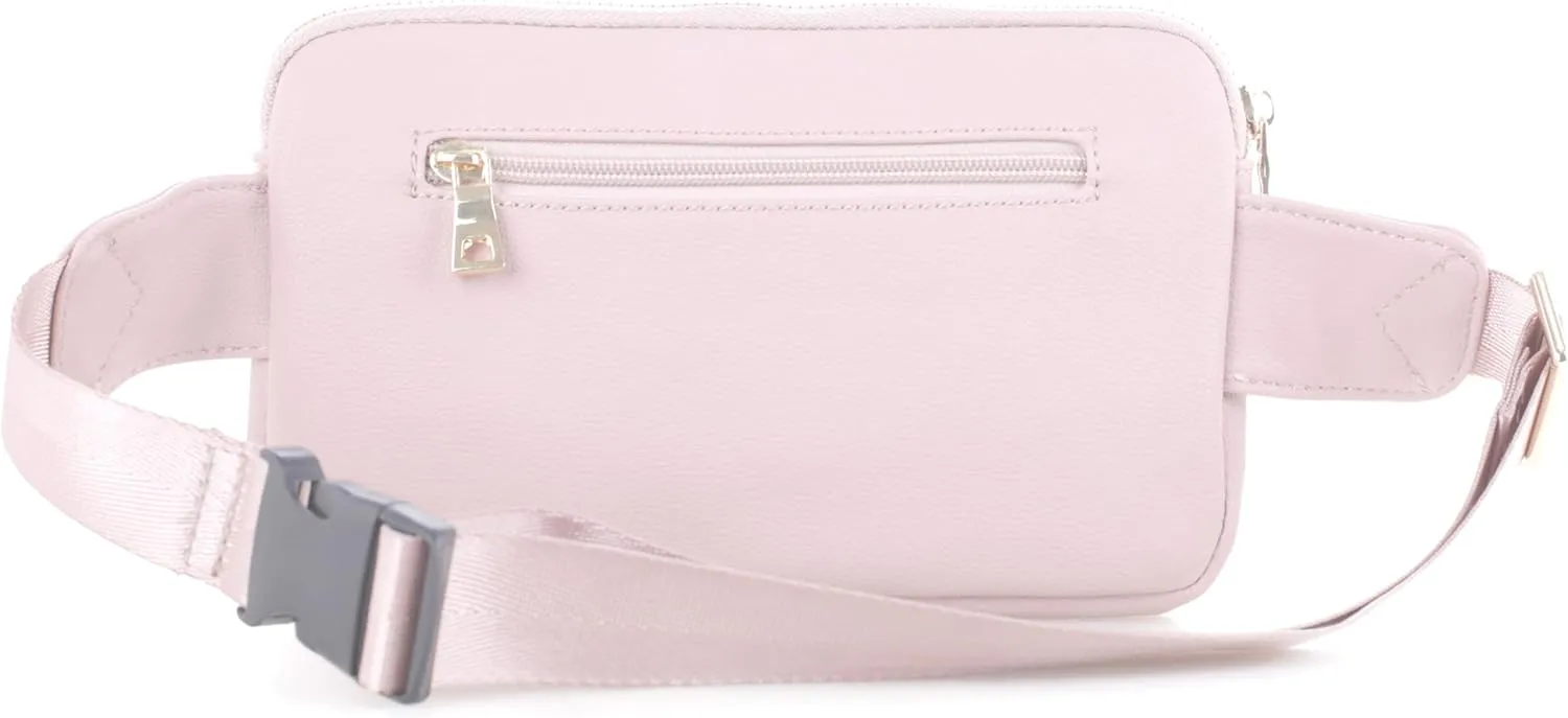 LOVESOME Vegan Leather Everywhere Fashion Waist Bag Fanny Pack Crossbody Bag Belt Bag Sling Bag with Adjustable Strap for Women (Blush)