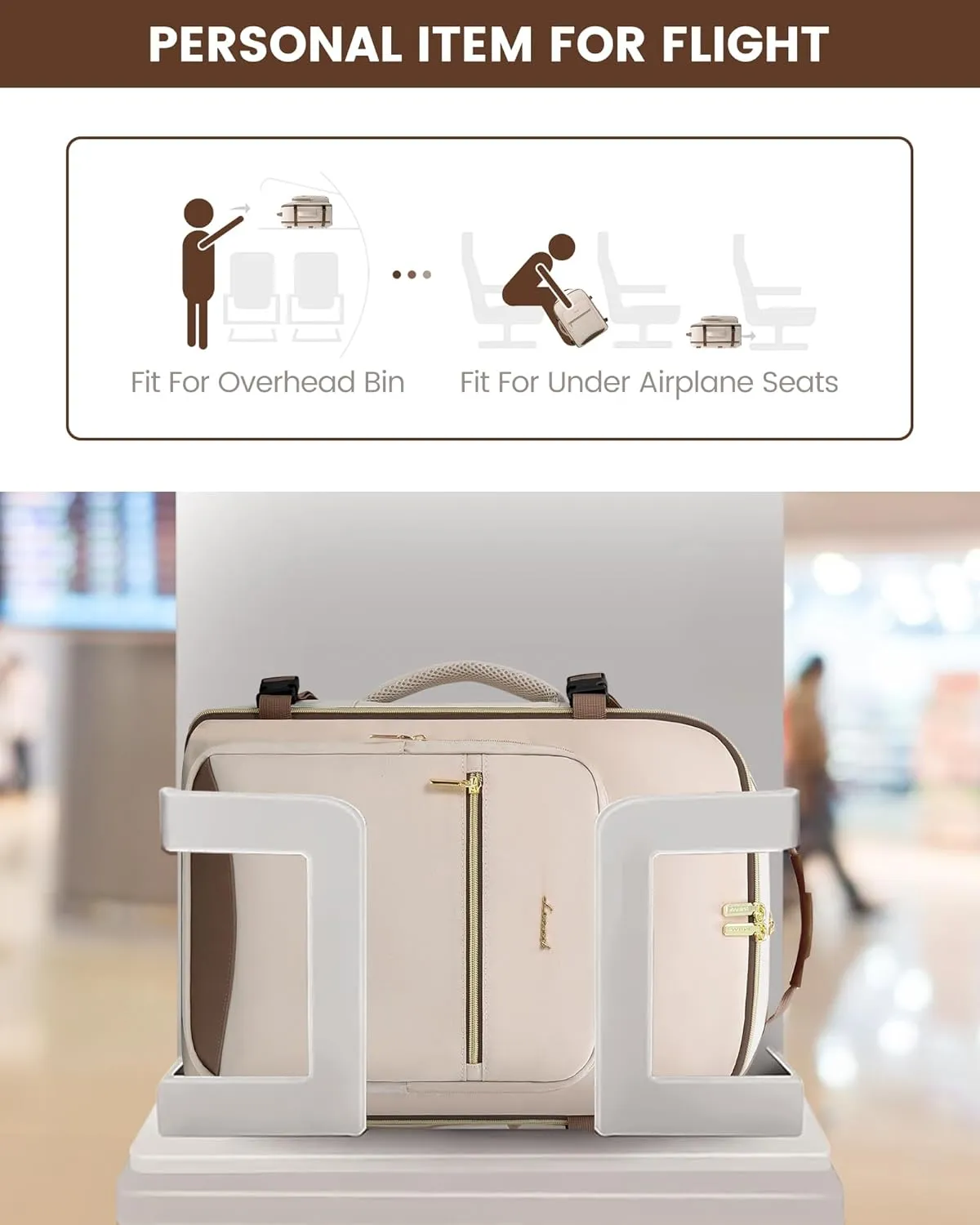 LOVEVOOK Carry on Travel Backpack, 50L Waterproof Large 18 inch Laptop Luggage Daypack as Personal Item Flight Approved, Business Weekender Overnight with 3 Packing Cubes, Primary-Coffee