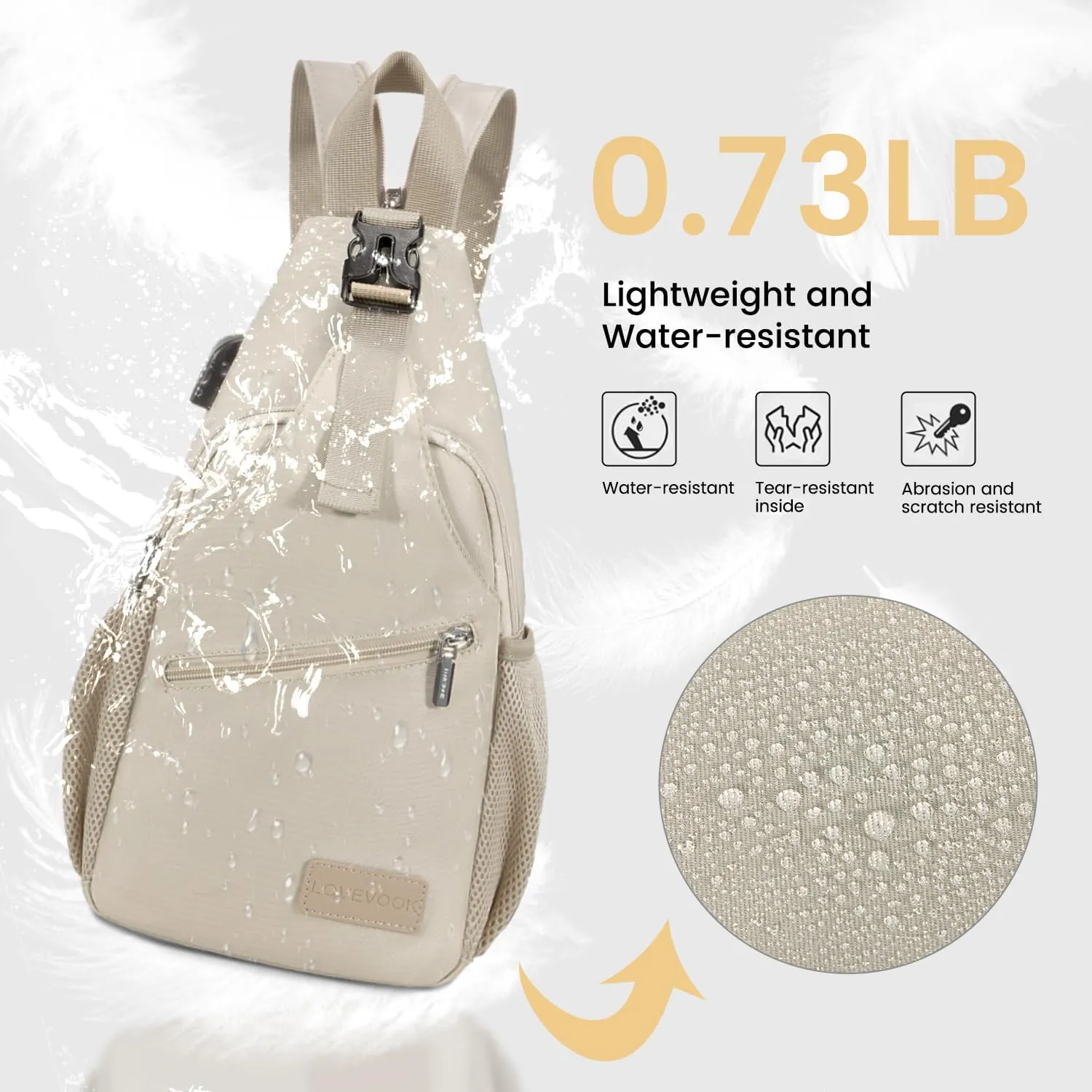 LOVEVOOK Sling Bag for Women Casual Daypack Nylon Crossbody Sling Backpack Travel Shoulder Bag Hiking Daypack