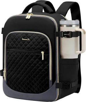 LOVEVOOK Travel Backpack for Women, 15.6in Laptop Backpack TSA Approved Carry on Luggage Personal Item Travel Bag for Business Weekender Hiking, Black-Gray