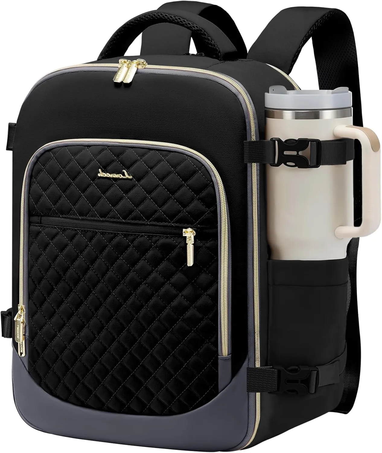 LOVEVOOK Travel Backpack for Women, 15.6in Laptop Backpack TSA Approved Carry on Luggage Personal Item Travel Bag for Business Weekender Hiking, Black-Gray
