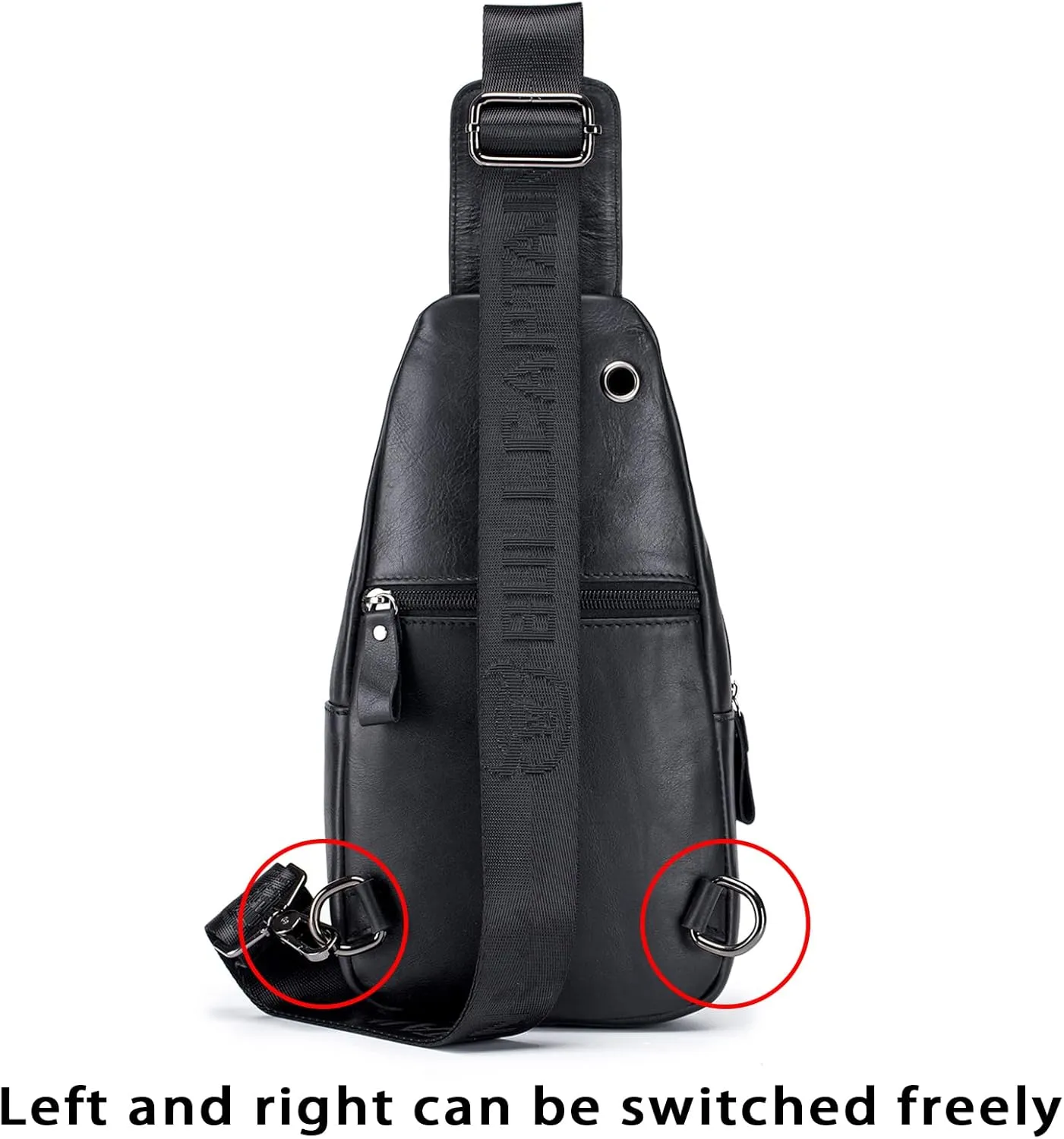 LUKZIJAES Genuine Leather Sling Bag for Men