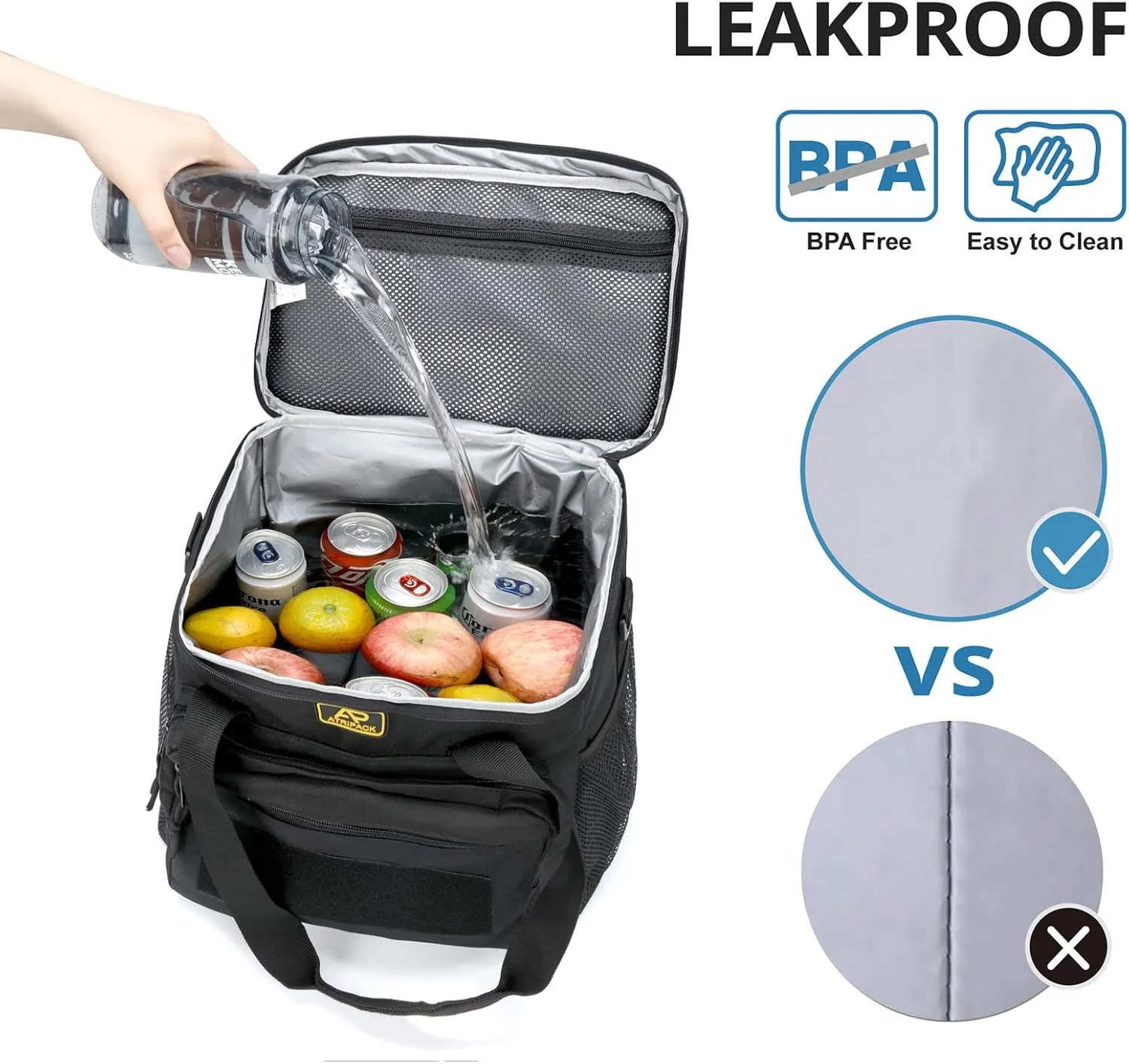 Lunch Box for Men, Tactical Lunch Bag MOLLE Webbing Leakproof Insulated Large Lunch Cooler Women Adult Meal with Adjustable Shoulder Strap Durable Lunch Pail (Black)