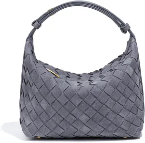 Luxurious Suede Hobo Bag - Women's Woven Leather Shoulder Bag with Spacious Interior