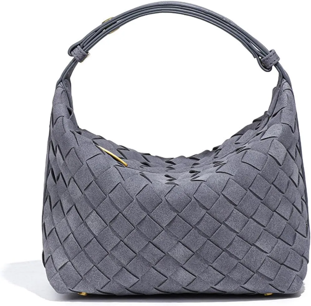 Luxurious Suede Hobo Bag - Women's Woven Leather Shoulder Bag with Spacious Interior