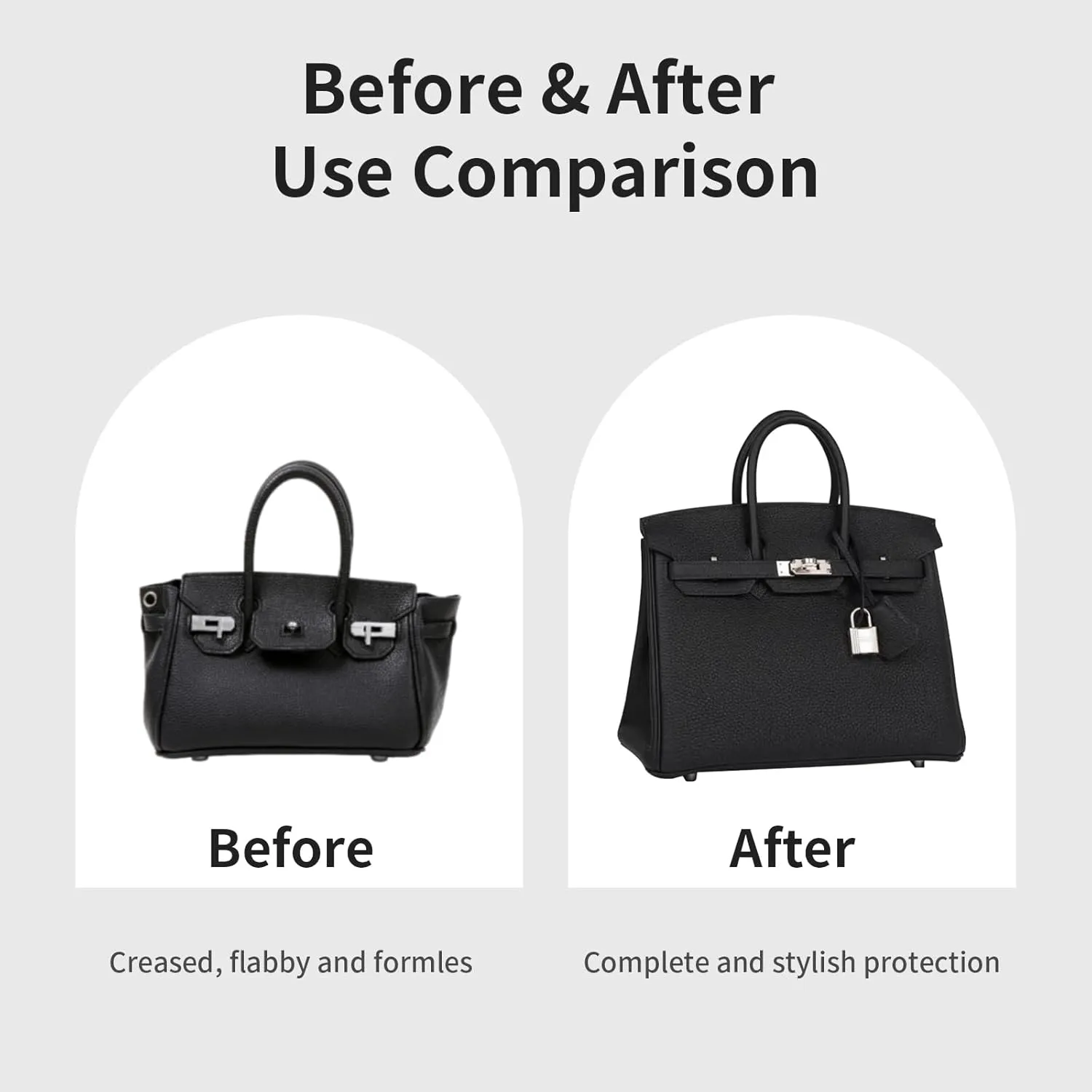 Luxury Silk Purse Organizer for Birkin 25 - Silky Smooth Handbag Insert with Hidden Zipper, Lightweight and Supportive Tote Shaper for Elegant Storage (Black)