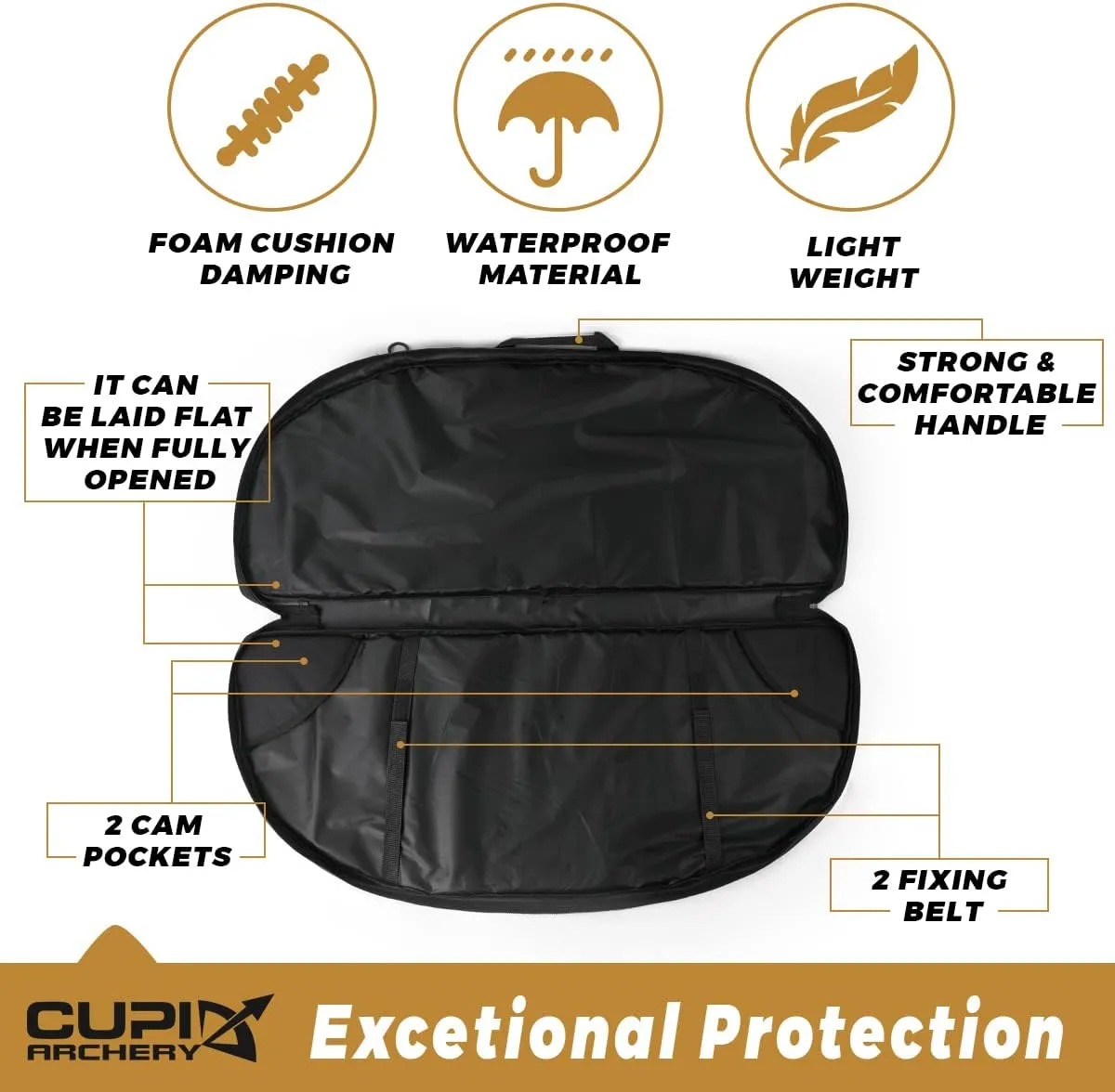 LWANO Compound Bow Case Soft Light-Weight Bow Bag with Arrow Pocket and Backpack Straps