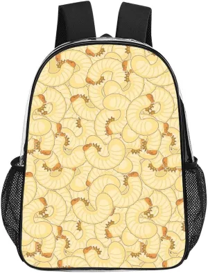 Maggot Beetle Larva 17 Inch Transparent Clear Bag for Stadium Events Water-Resistant PVC Clear Backpack with 2 Compartments