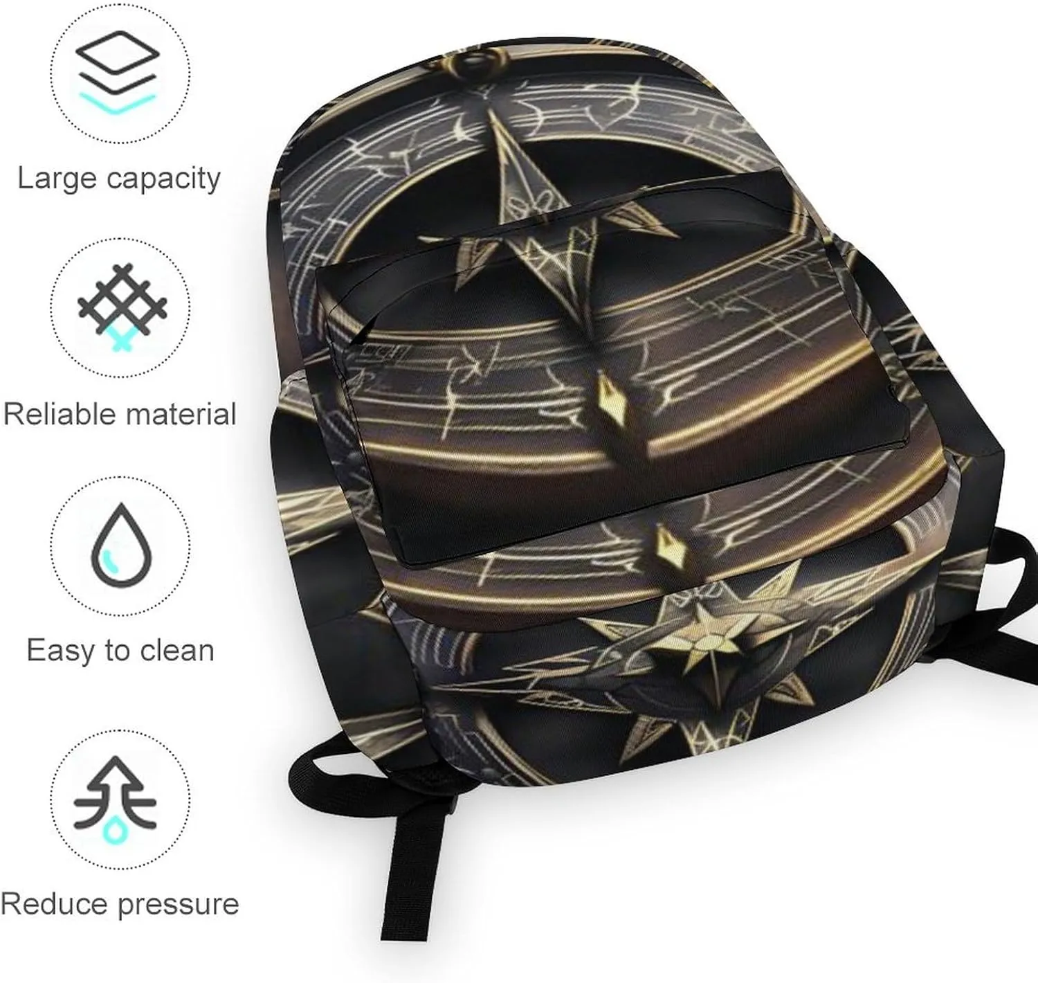 Magical Design Norse Runes Compass Print Laptop Backpacks Casual Shoulder Bag Travel Daypack Fashion for Men Women
