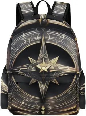 Magical Design Norse Runes Compass Print Laptop Backpacks Casual Shoulder Bag Travel Daypack Fashion for Men Women
