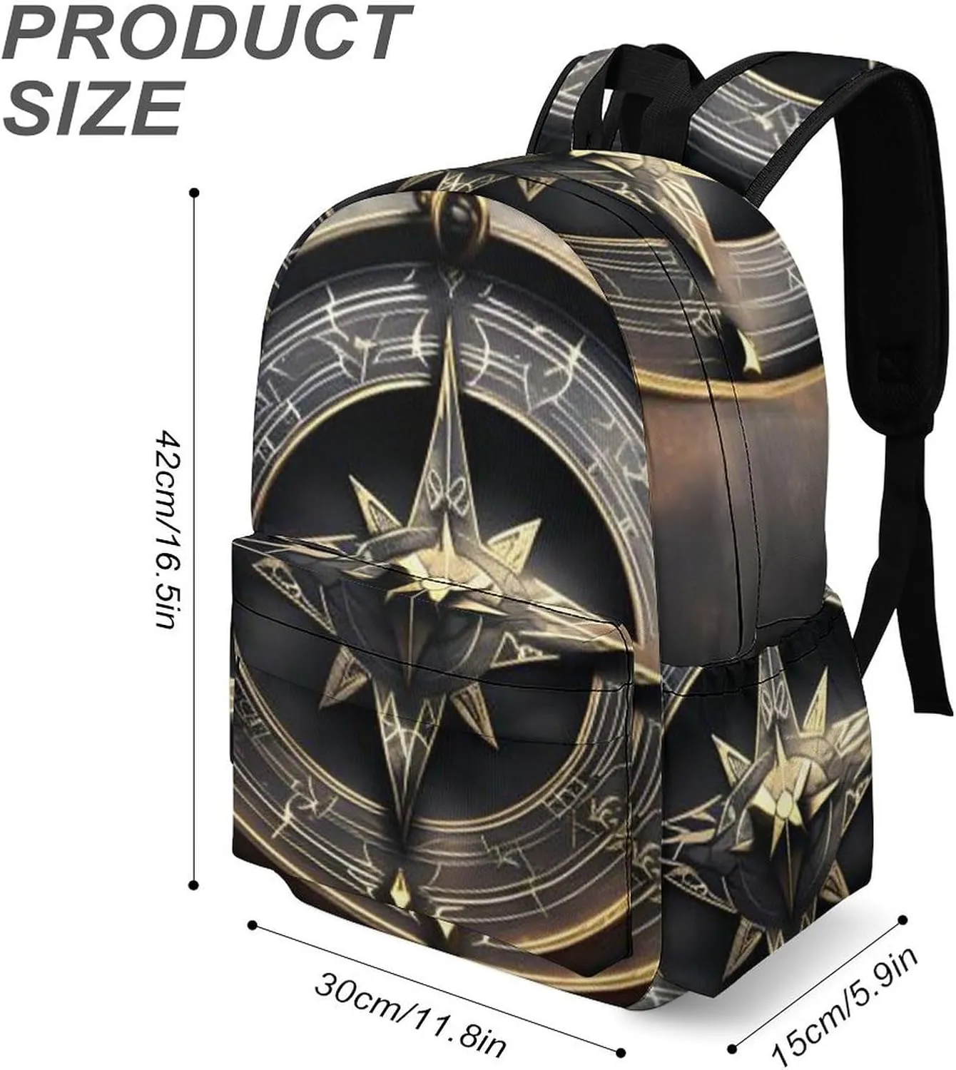 Magical Design Norse Runes Compass Print Laptop Backpacks Casual Shoulder Bag Travel Daypack Fashion for Men Women