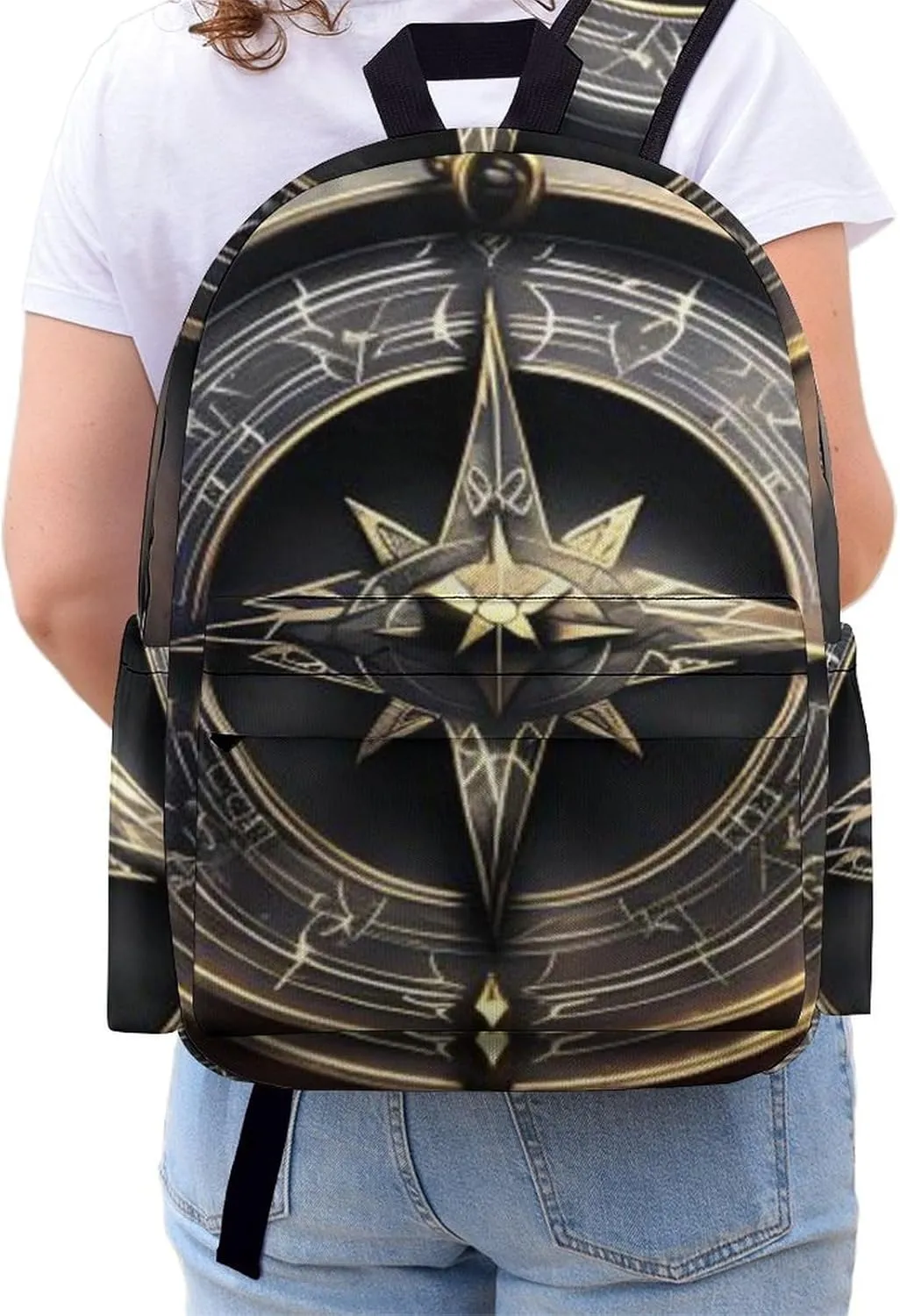 Magical Design Norse Runes Compass Print Laptop Backpacks Casual Shoulder Bag Travel Daypack Fashion for Men Women