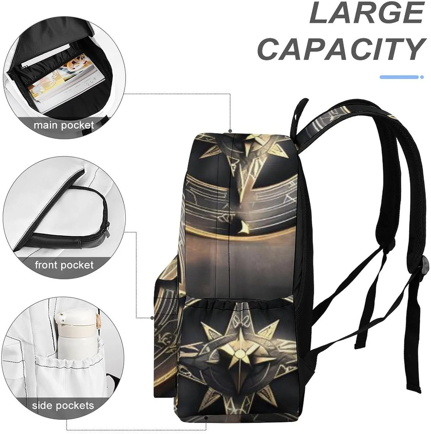 Magical Design Norse Runes Compass Print Laptop Backpacks Casual Shoulder Bag Travel Daypack Fashion for Men Women