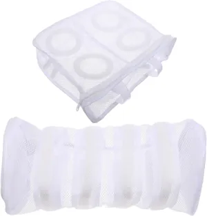 MAGICLULU 2pcs Shoe Wash Bag Laundry Bag Odor Reducing Shoe Bag Shoe Storage Bags Reusable Laundry Bags Casual Sneakers Lingerie Laundry Bag Anti-deformation Drying Bag White Polyester Mesh