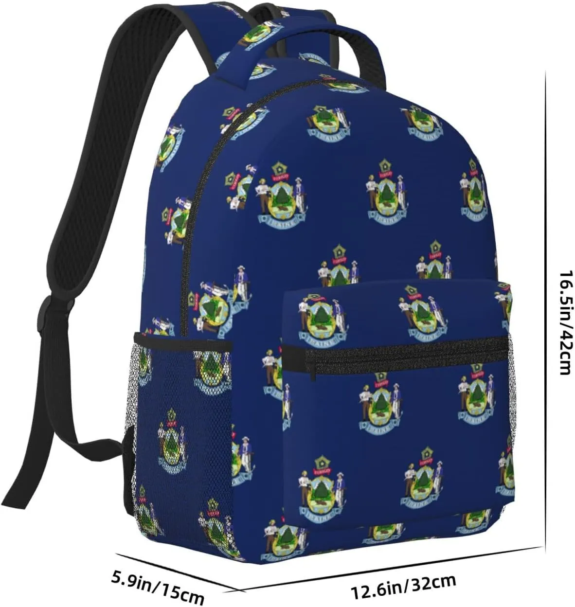 Maine State Flag Backpacks For Women Men,Travel Laptop Back Pack 16.5 Inch,Work Bag Personal Item Book Bags