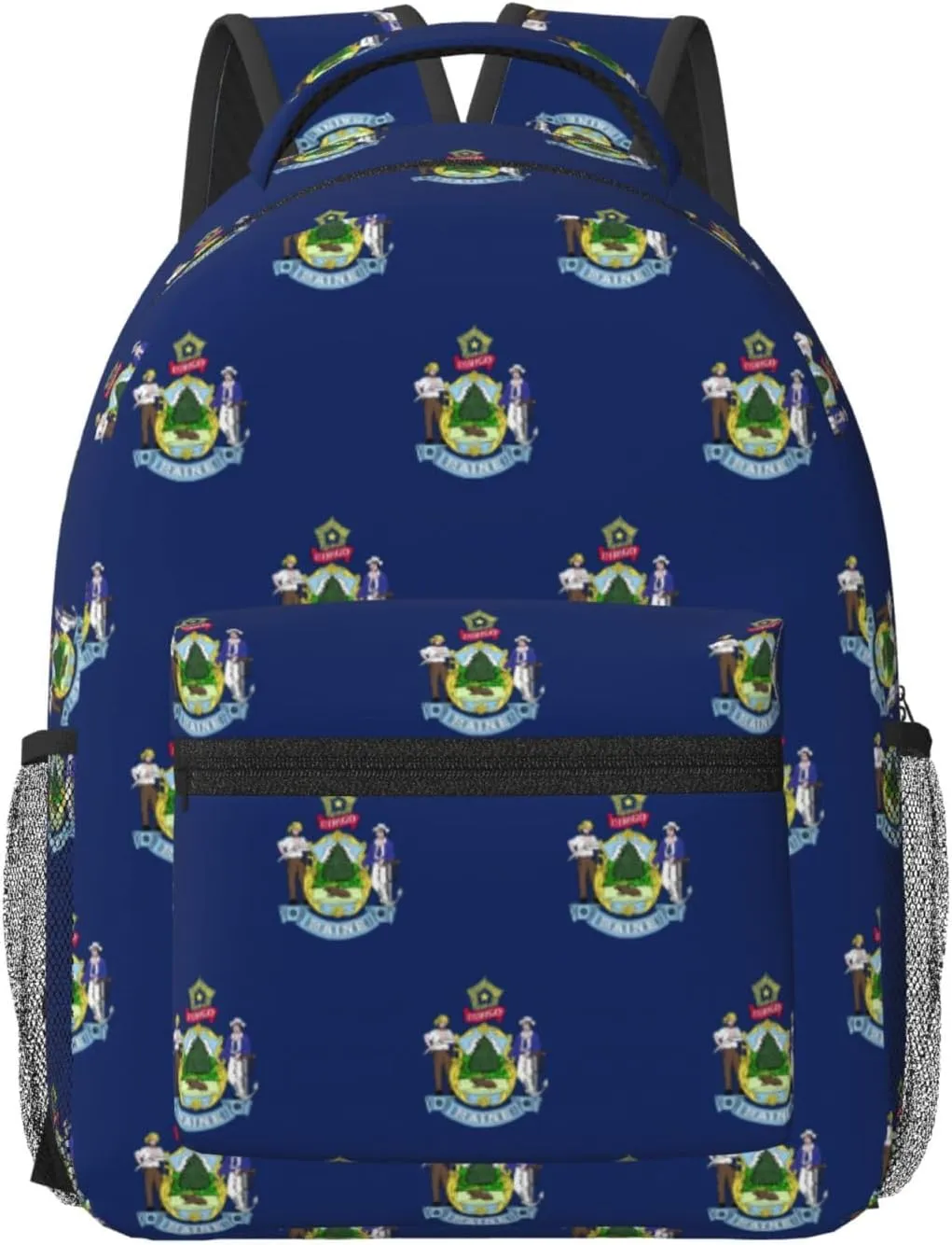 Maine State Flag Backpacks For Women Men,Travel Laptop Back Pack 16.5 Inch,Work Bag Personal Item Book Bags