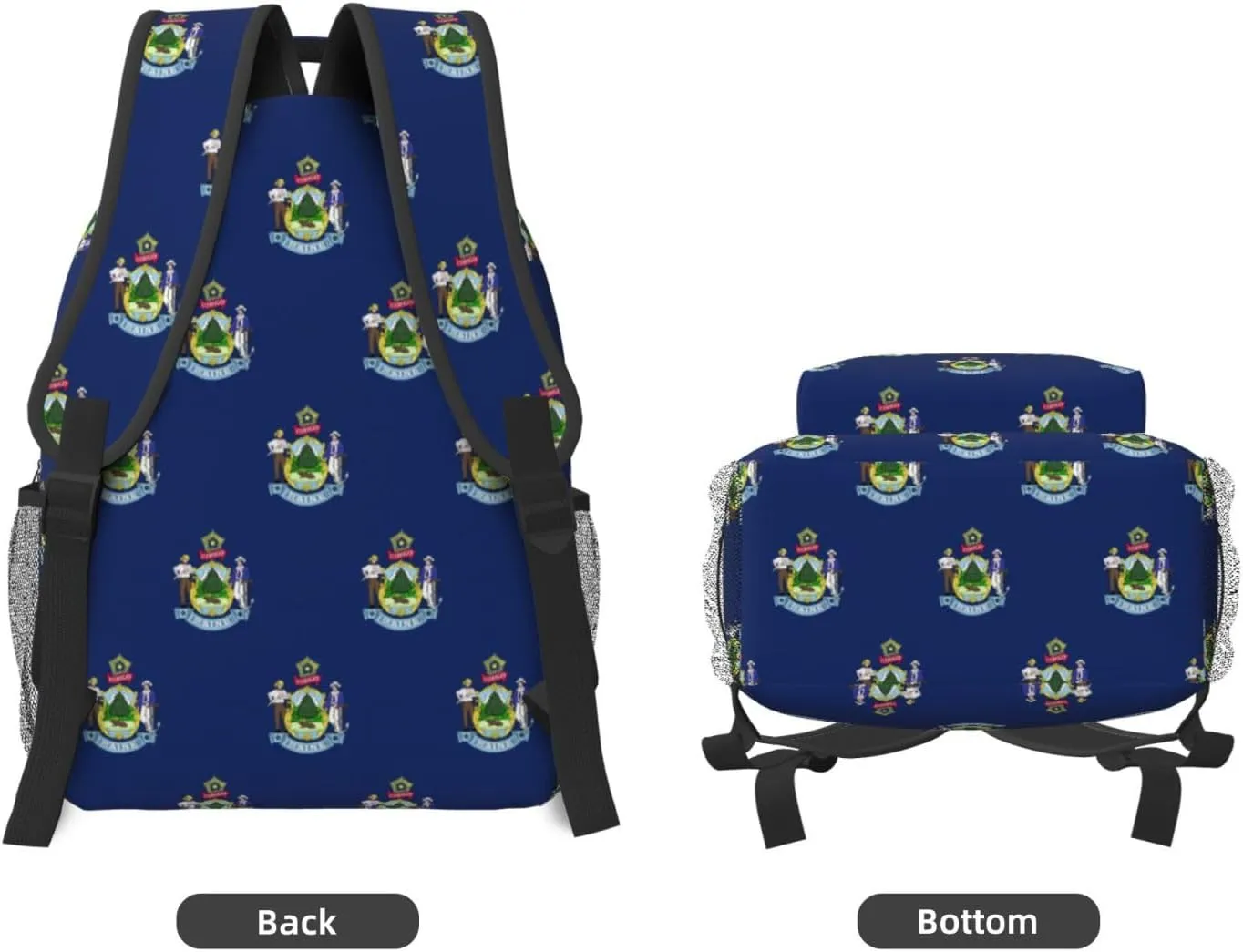 Maine State Flag Backpacks For Women Men,Travel Laptop Back Pack 16.5 Inch,Work Bag Personal Item Book Bags