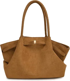 Makukke Suede Tote Bag for Women, Suede Bag Hobo Handbag Women Large Vintage Shoulder Bag Purse for Work Office Travel