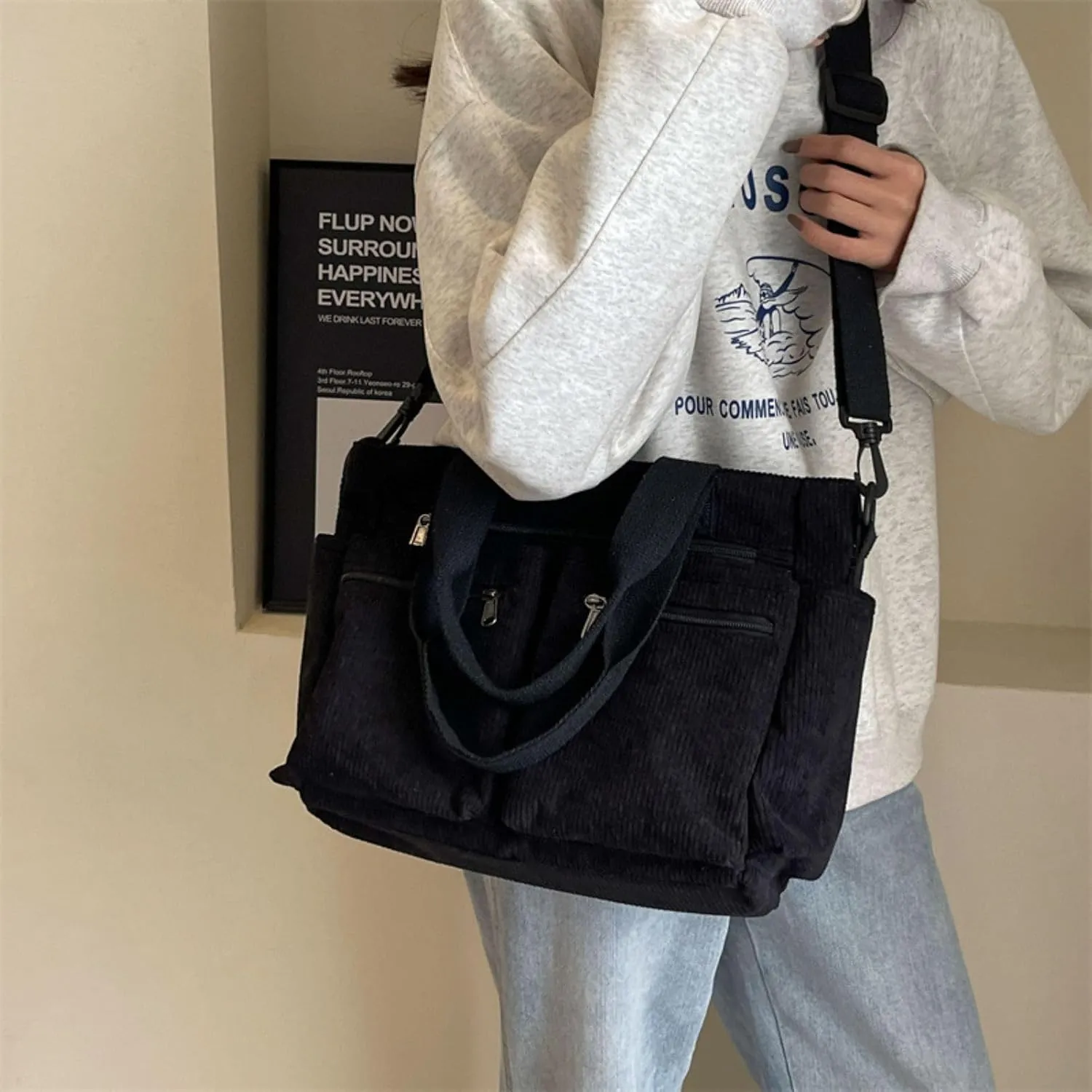 Makukke Tote Bag Women Large Crossbody Bag Stylish Handbag for Women Corduroy/Canvas Hobo Bag Fashion shoulder Bag Purse