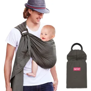 Mamaway Baby Ring Sling Carrier for Babies - Newborn and Toddler Sling (up to 154lbs), IHDI Certified, 100% Cotton Made, Soft & Breathable, Nylon 66 Safety Rings, Storage Pocket Design, Grey
