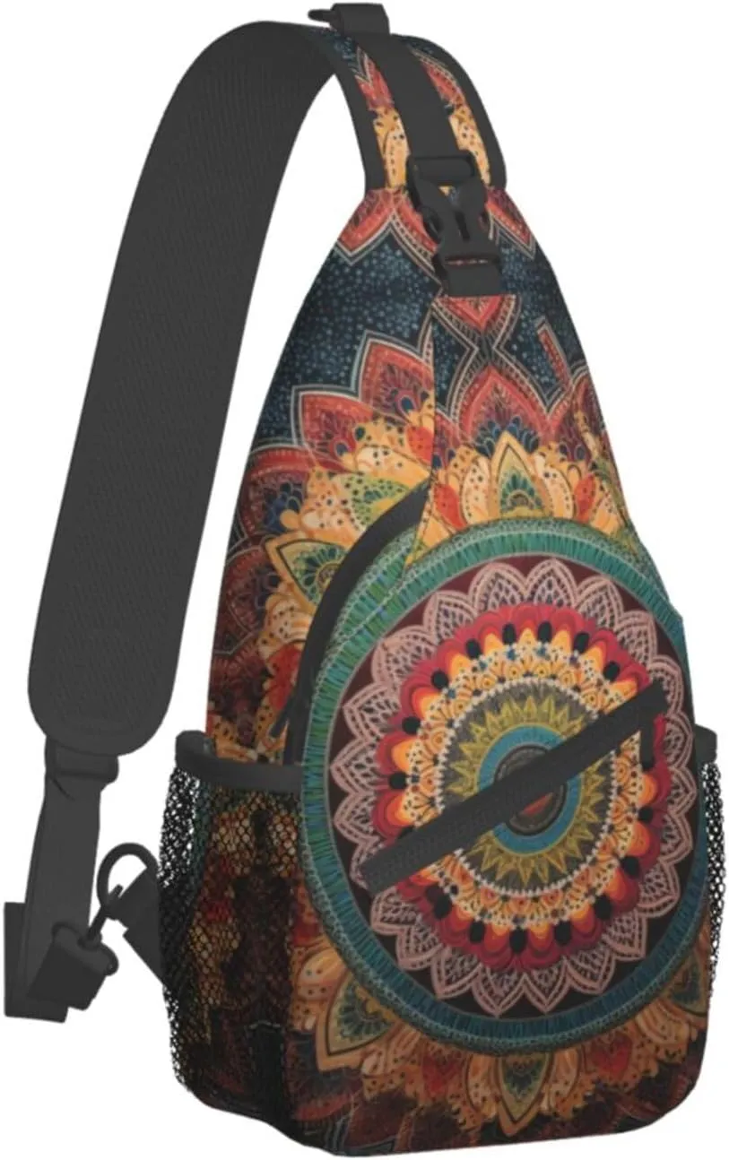 Mandala Sling Backpack Chest Bag Crossbody Shoulder Bag Gym Cycling Travel Hiking Daypack For Men Women
