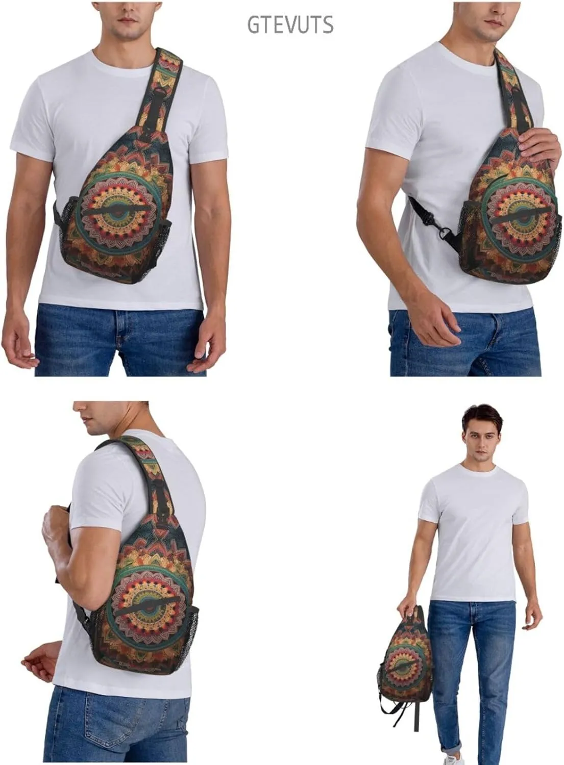 Mandala Sling Backpack Chest Bag Crossbody Shoulder Bag Gym Cycling Travel Hiking Daypack For Men Women