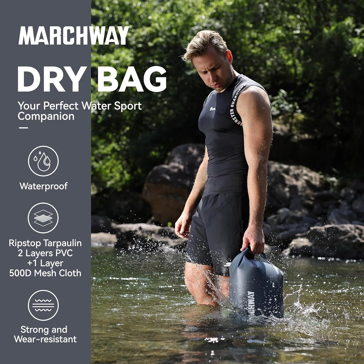 MARCHWAY Floating Waterproof Dry Bag Backpack 5L/10L/20L/30L/40L, Roll Top Sack Keeps Gear Dry for Kayaking, Rafting, Boating, Swimming, Camping, Hiking, Beach, Fishing