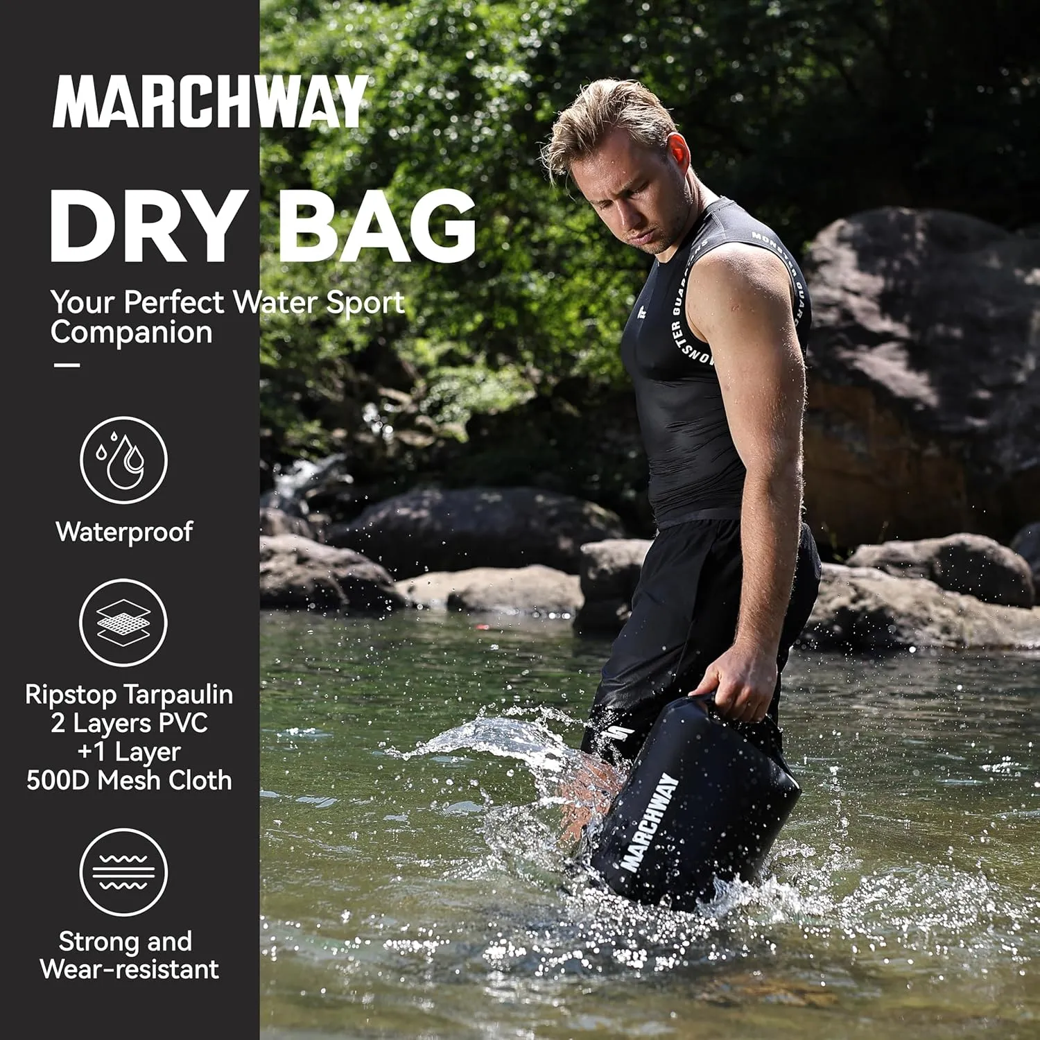 MARCHWAY Floating Waterproof Dry Bag Backpack 5L/10L/20L/30L/40L, Roll Top Sack Keeps Gear Dry for Kayaking, Rafting, Boating, Swimming, Camping, Hiking, Beach, Fishing