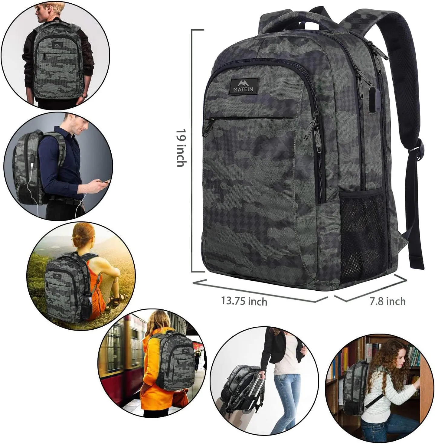 MATEIN 17.3 Inch Computer Backpack, Extra Large TSA Friendly Travel Laptop Backpack with USB Charging Port, Anti Theft Carry On Flight Approved Business Work College Backpack Bag for Men Women Gift