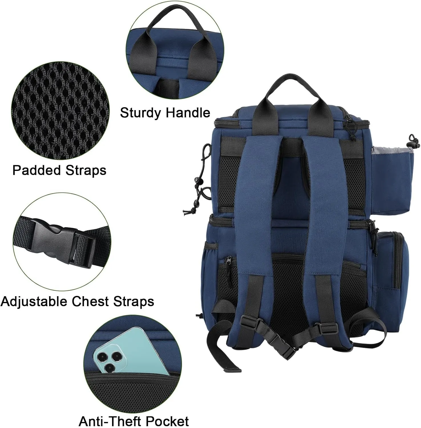 MATEIN Fishing Backpack, Water Resistant Fishing Tackle Box Bag with Rod Holders & Cooler, Gear Gifts for Men