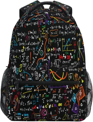 Math Education Geometrical Kids Backpack for Boys Girls,Plots Formulas 16 Inch School Backpack for Elementary Preschool Kindergarten Bookbags for Teens Children Women Men College Travel Bag