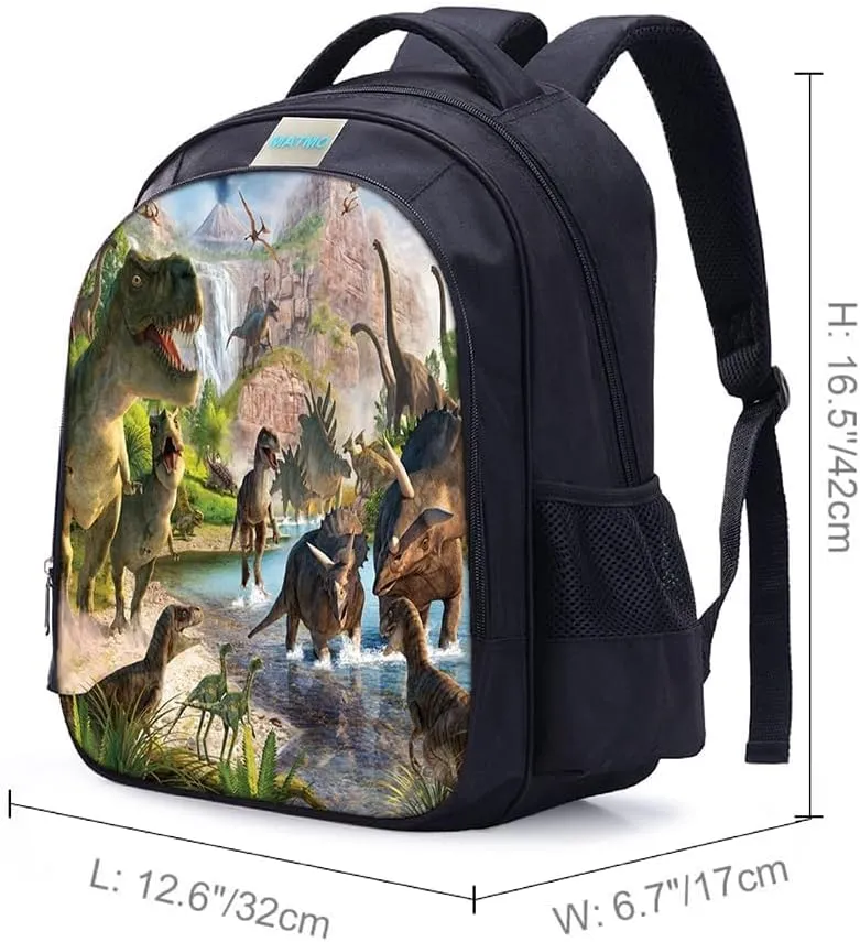 MATMO Dinosaur Backpack and Lunch Bag Set for Boys, Backpack Shoulder Bag Pencil Case (Dinosaur Backpack Set 6)