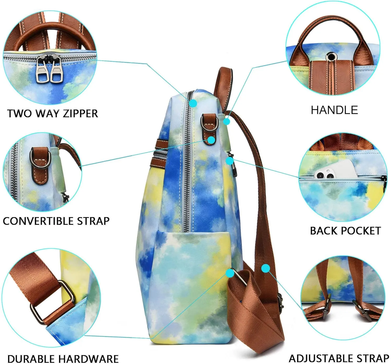 Maxoner Backpack Purse for Women Fashion Genuine Leather Convertible Shoulder Handbag Travel Bag Satchel Rucksack Ladies Bag
