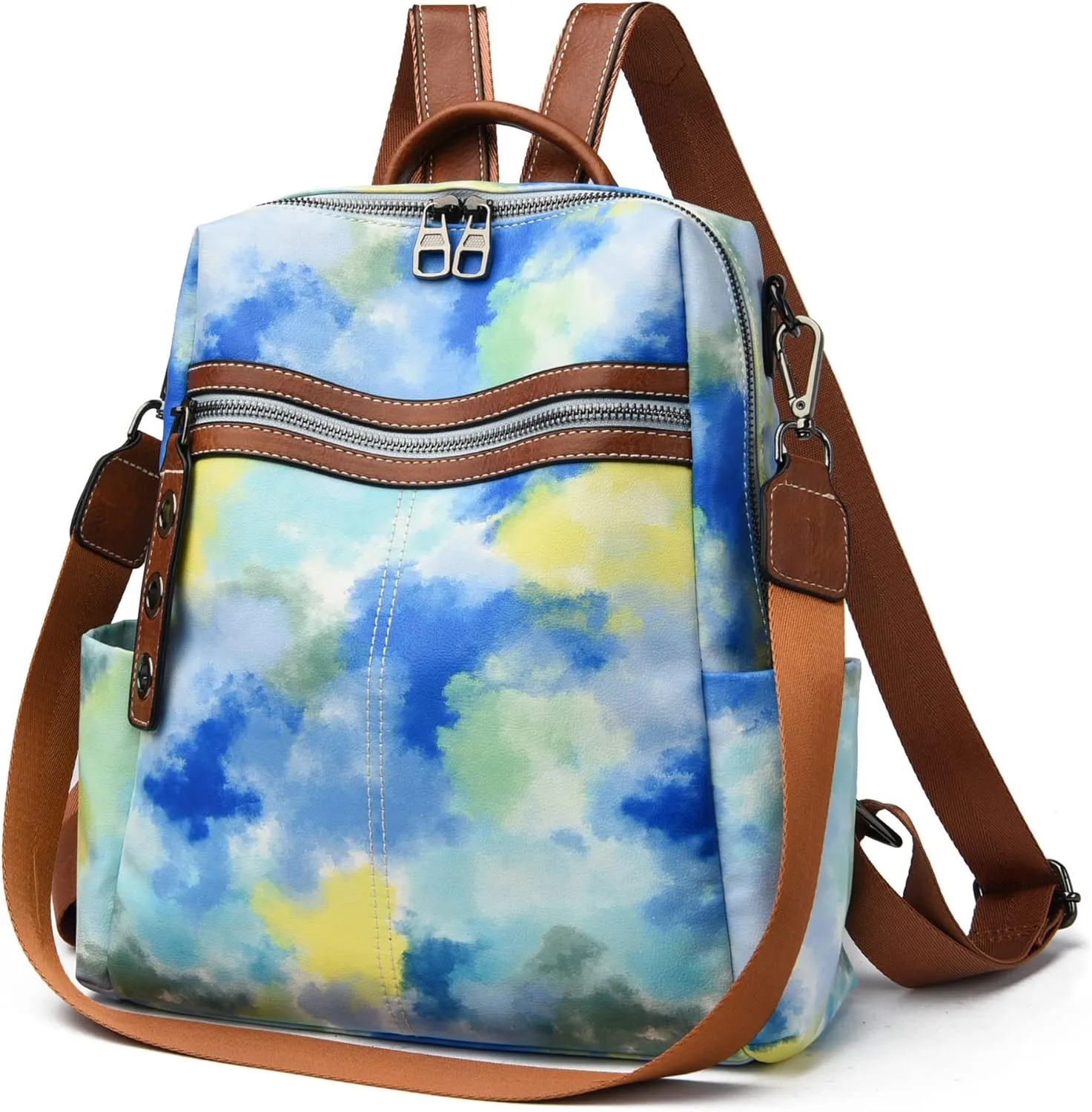 Maxoner Backpack Purse for Women Fashion Genuine Leather Convertible Shoulder Handbag Travel Bag Satchel Rucksack Ladies Bag