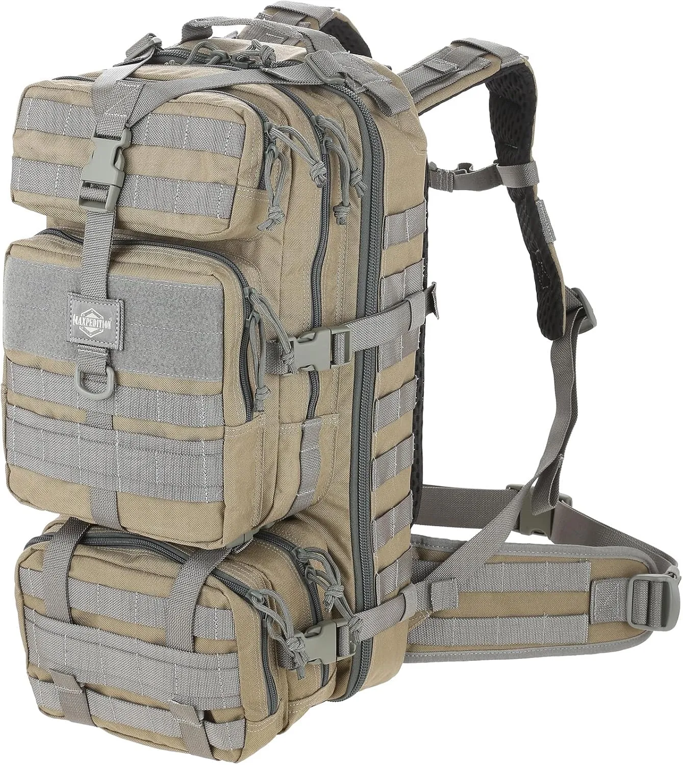 MAXPEDITION Gyrfalcon Backpack (Khaki-Foliage) 36L Tactical Backpack with Detachable Waist Pack, MOLLE Internal Frame Rucksack, Military Survival Pack, Bug Out Bag, PT1054KF