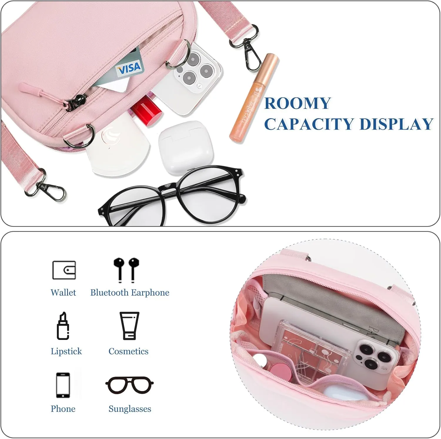 MAXTOP Small Nylon Crossbody Bags for Women Unisex Belt Bag Fanny Pack with Adjustable Strap for Traveling Shopping