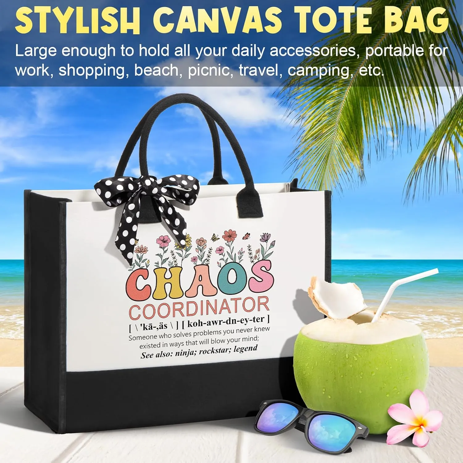 MAYICIVO Thank You Gifts for Women, Administrative Professional Day Chaos Coordinator Gifts for Coworkers Employee Boss Lady Manager Nurse Teacher Appreciation Gift Birthday Gift with Canvas Tote Bag