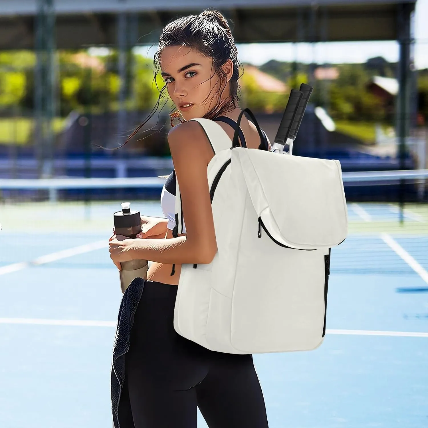 MCHIVER Tennis Bags for Men Women Tennis Backpack Hold 2 Rackets Badminton Racquet Backpack 11.81 * 7.87 * 17.11in