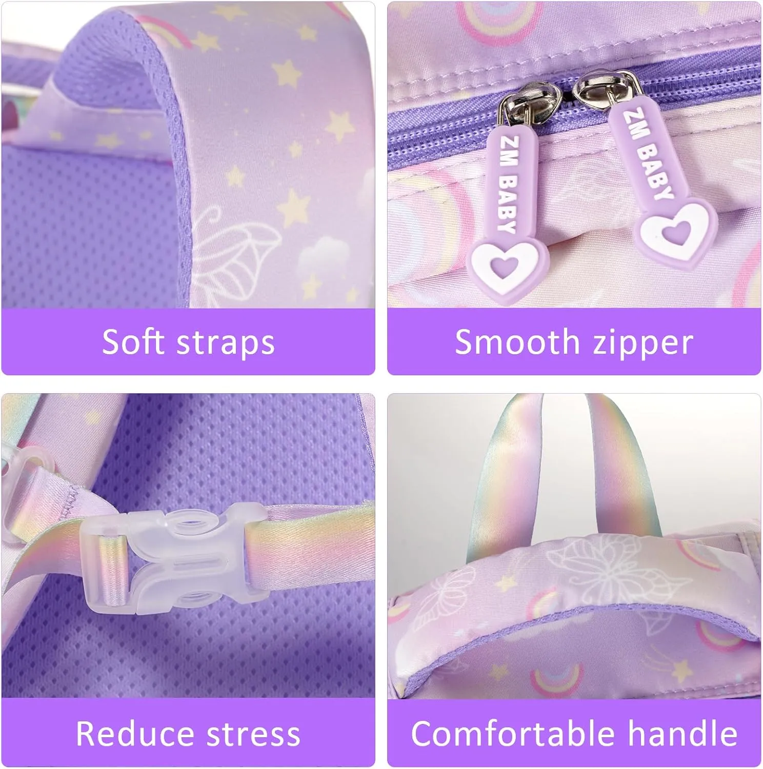 MCWTH School Backpack for Girls, Lightweight Waterproof Cute Butterfly School Bookbag for Teen Kids Students Elementary (Butterfly Purple)