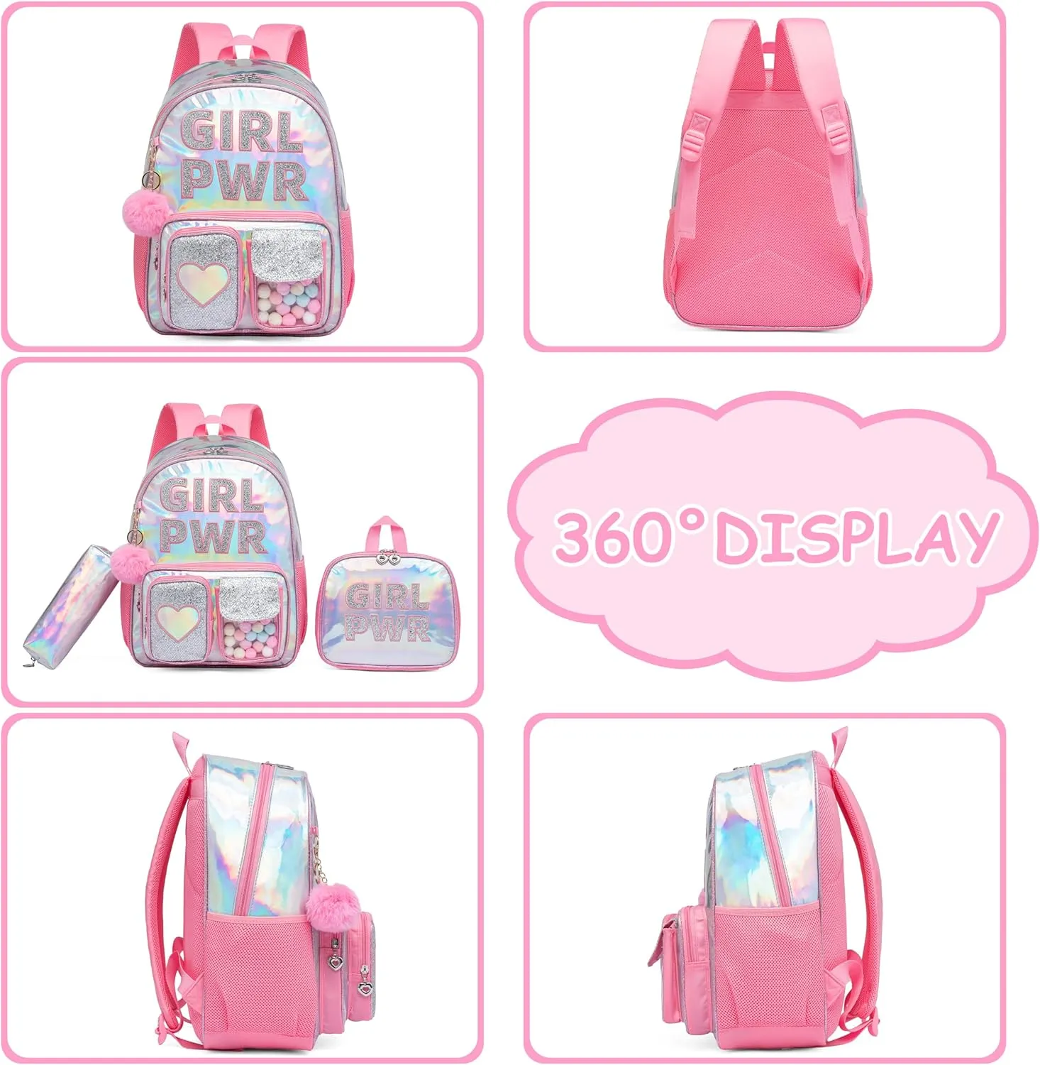 Meetbelify Backpack for Girls Backpacks for Elementary Preschool Students Kids School Cute Backpack with Lunch Box