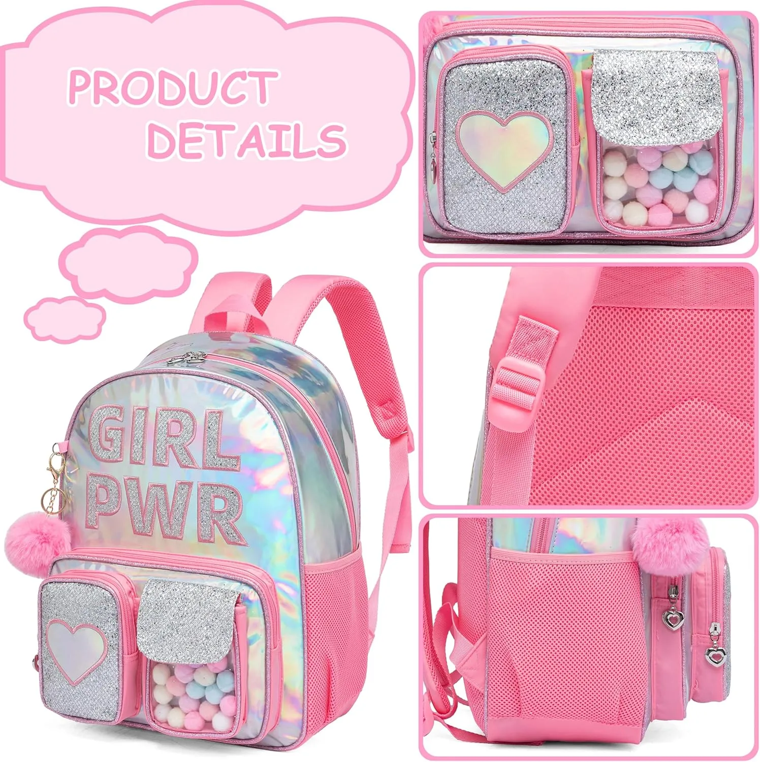 Meetbelify Backpack for Girls Backpacks for Elementary Preschool Students Kids School Cute Backpack with Lunch Box