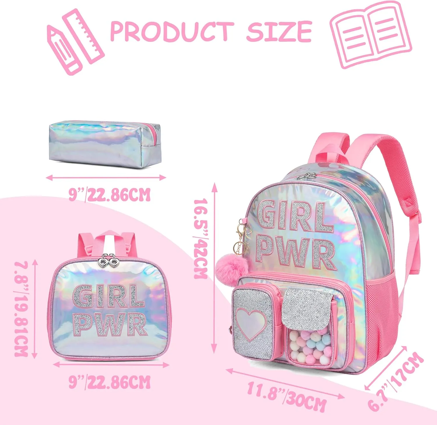 Meetbelify Backpack for Girls Backpacks for Elementary Preschool Students Kids School Cute Backpack with Lunch Box
