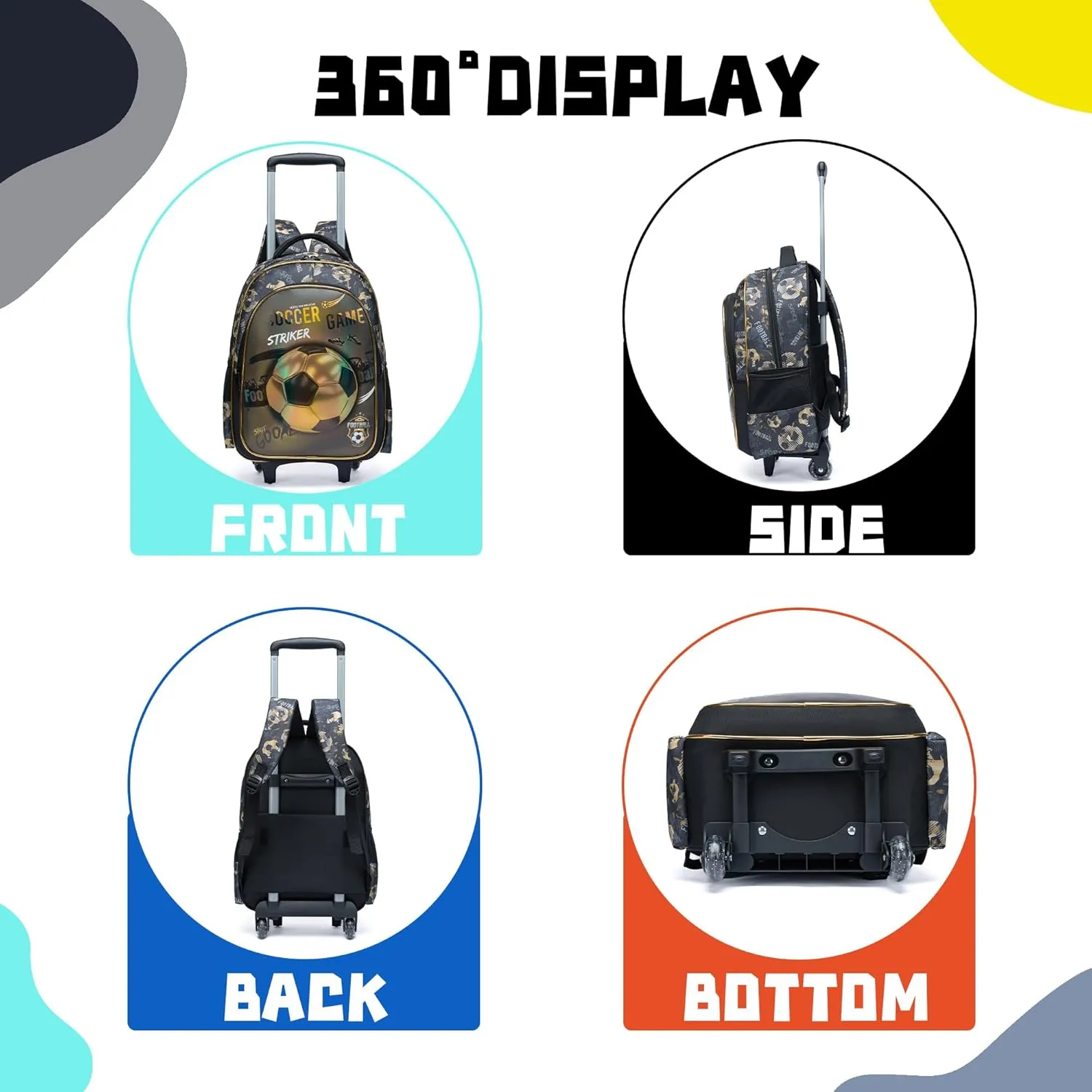 Meetbelify Rolling Backpacks for Boys Backpacks with Wheels for Elementary Students Kids Travel Luggage for Boys Ages 6-8