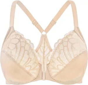 MELENECA Women's Racerback Front Closure Full Coverage Unlined Plus Size Underwire Bra
