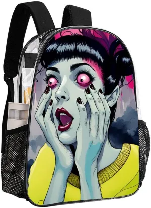 Men Women Transparent Cool Goth Gotik Gothic Women Women Art Daypack Big Capacity Shoulder Bag With Smooth Zippers for Hiking Work Walking Cycling