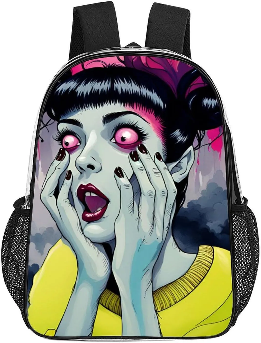Men Women Transparent Cool Goth Gotik Gothic Women Women Art Daypack Big Capacity Shoulder Bag With Smooth Zippers for Hiking Work Walking Cycling