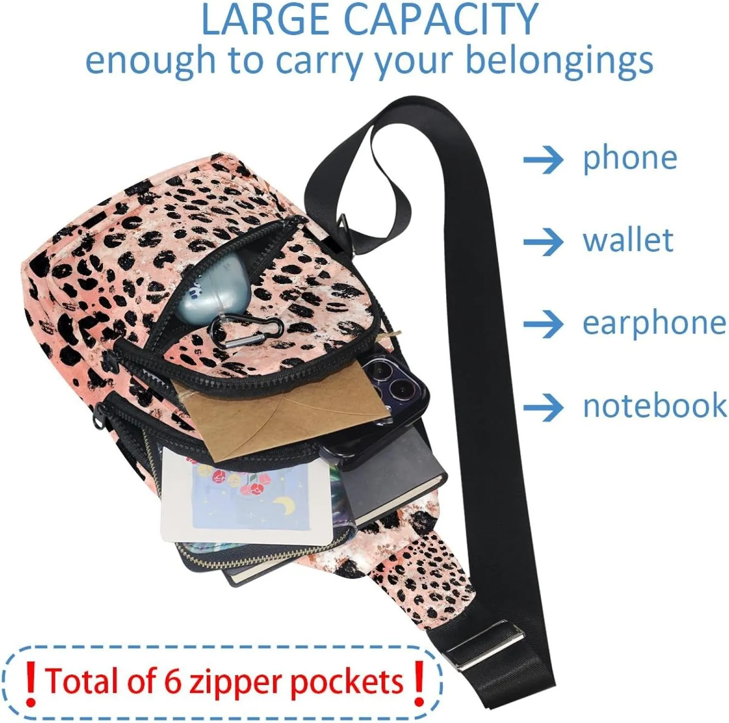 Men's Sling Backpack, Leopard Skin